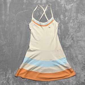 Lacoste Vintage Women’s Tennis Dress Cream with Orange Blue Stripes Size 36 (8)